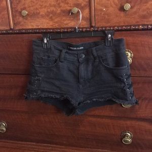 Black high waist shorts with lace up detail